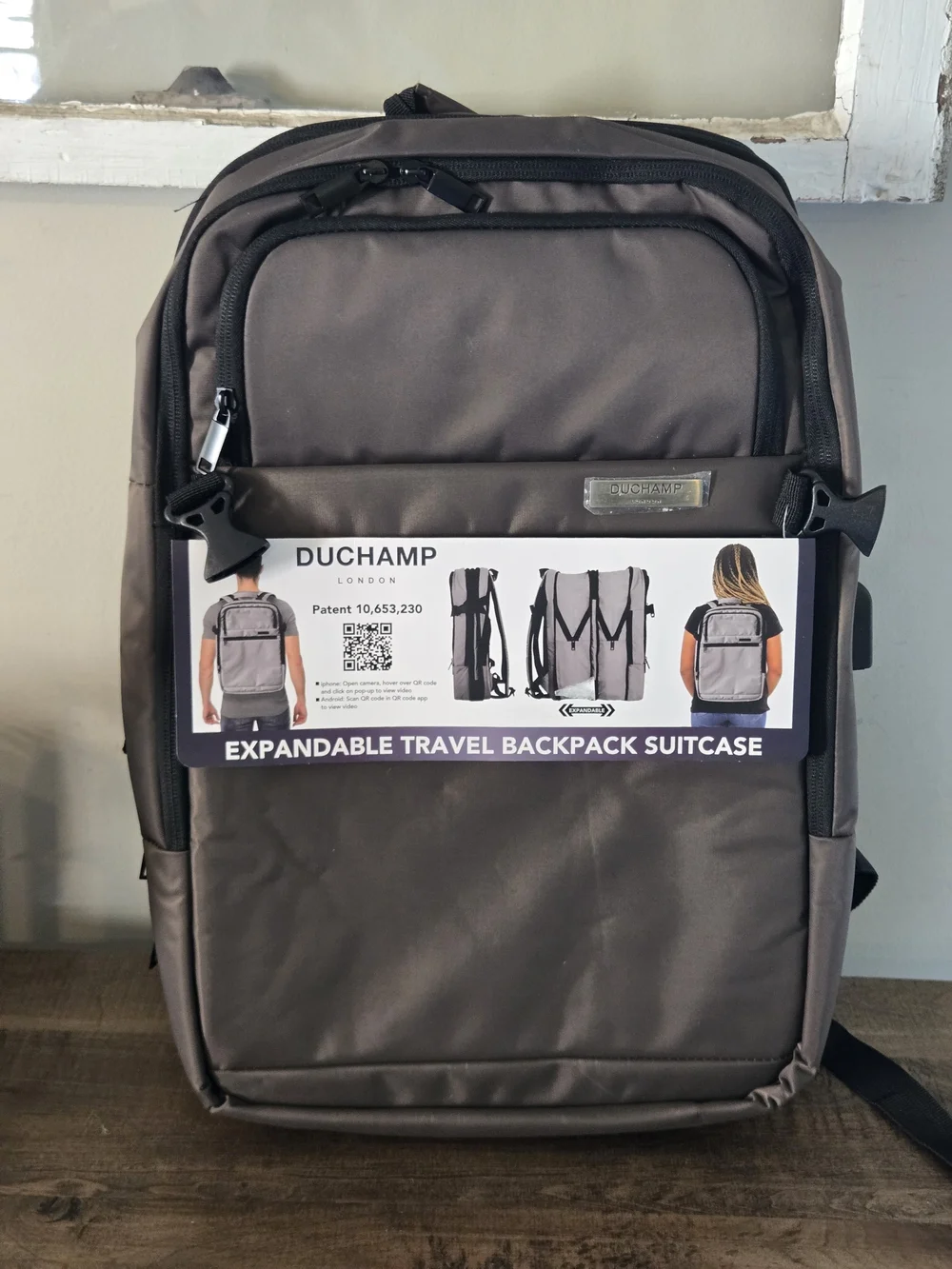 Duchamp Expandable Travel Backpack/ Suitcase with laptop pocket and USB.